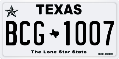 TX license plate BCG1007