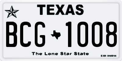 TX license plate BCG1008