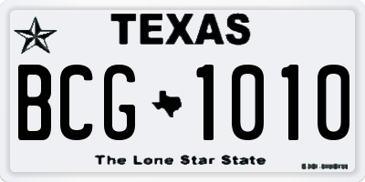 TX license plate BCG1010