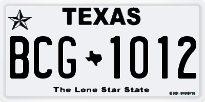 TX license plate BCG1012