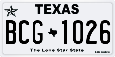 TX license plate BCG1026