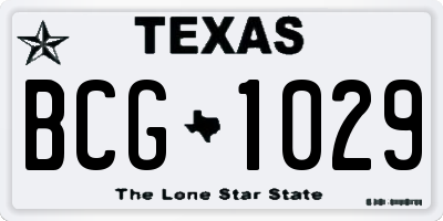 TX license plate BCG1029