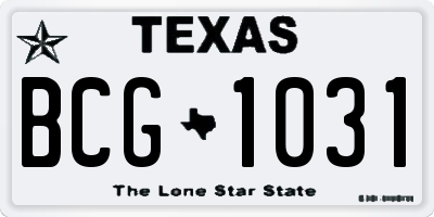 TX license plate BCG1031