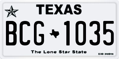TX license plate BCG1035