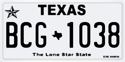 TX license plate BCG1038