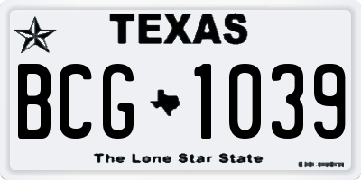 TX license plate BCG1039