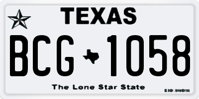 TX license plate BCG1058