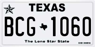 TX license plate BCG1060