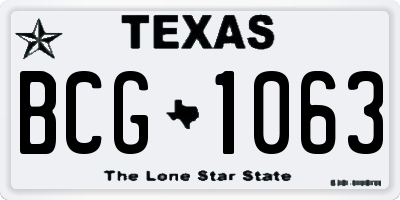 TX license plate BCG1063