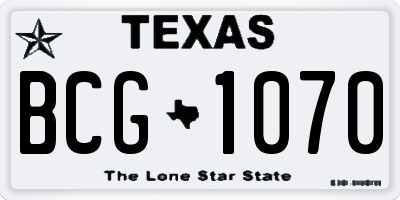 TX license plate BCG1070