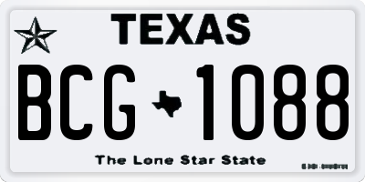 TX license plate BCG1088