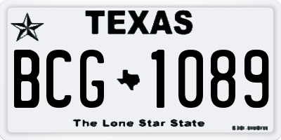 TX license plate BCG1089