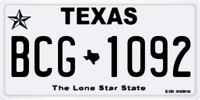 TX license plate BCG1092