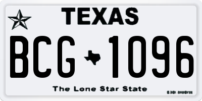 TX license plate BCG1096