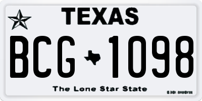 TX license plate BCG1098
