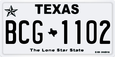 TX license plate BCG1102
