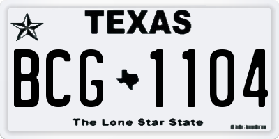 TX license plate BCG1104