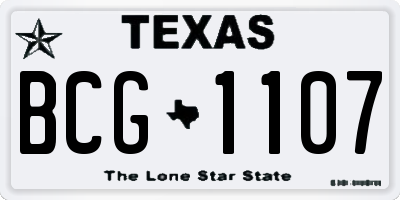 TX license plate BCG1107
