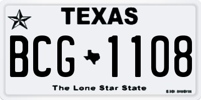 TX license plate BCG1108