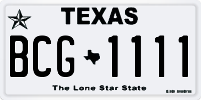 TX license plate BCG1111