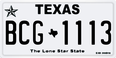 TX license plate BCG1113