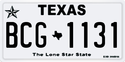 TX license plate BCG1131