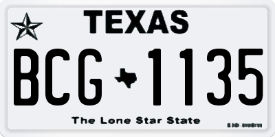 TX license plate BCG1135