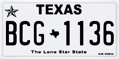 TX license plate BCG1136