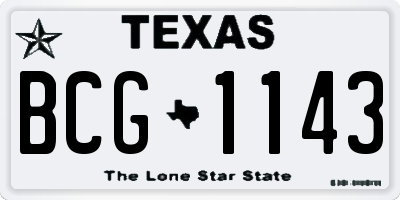 TX license plate BCG1143