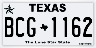 TX license plate BCG1162
