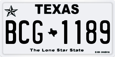 TX license plate BCG1189