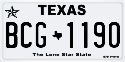 TX license plate BCG1190