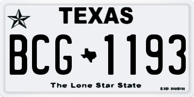 TX license plate BCG1193