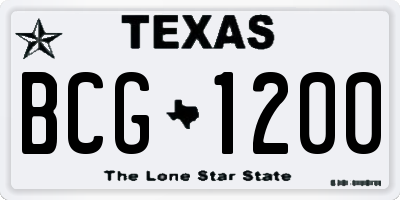 TX license plate BCG1200