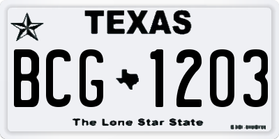 TX license plate BCG1203