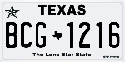 TX license plate BCG1216