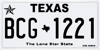 TX license plate BCG1221