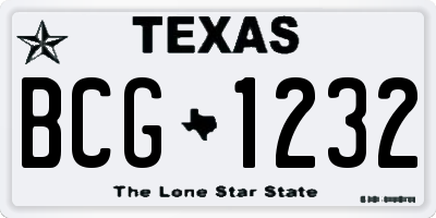 TX license plate BCG1232