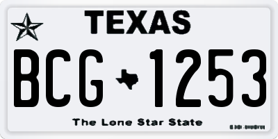 TX license plate BCG1253