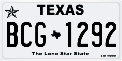 TX license plate BCG1292