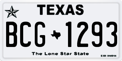 TX license plate BCG1293