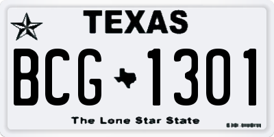 TX license plate BCG1301