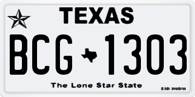 TX license plate BCG1303