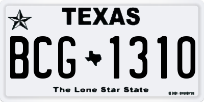 TX license plate BCG1310
