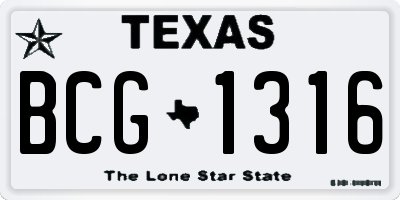 TX license plate BCG1316