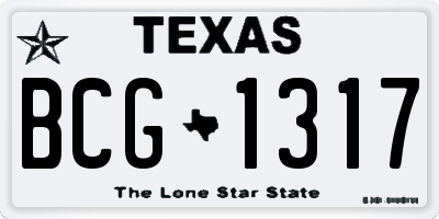 TX license plate BCG1317