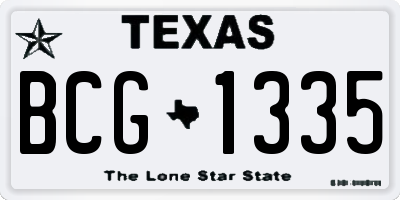 TX license plate BCG1335