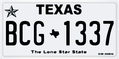 TX license plate BCG1337