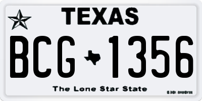 TX license plate BCG1356