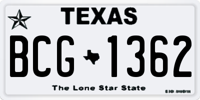 TX license plate BCG1362